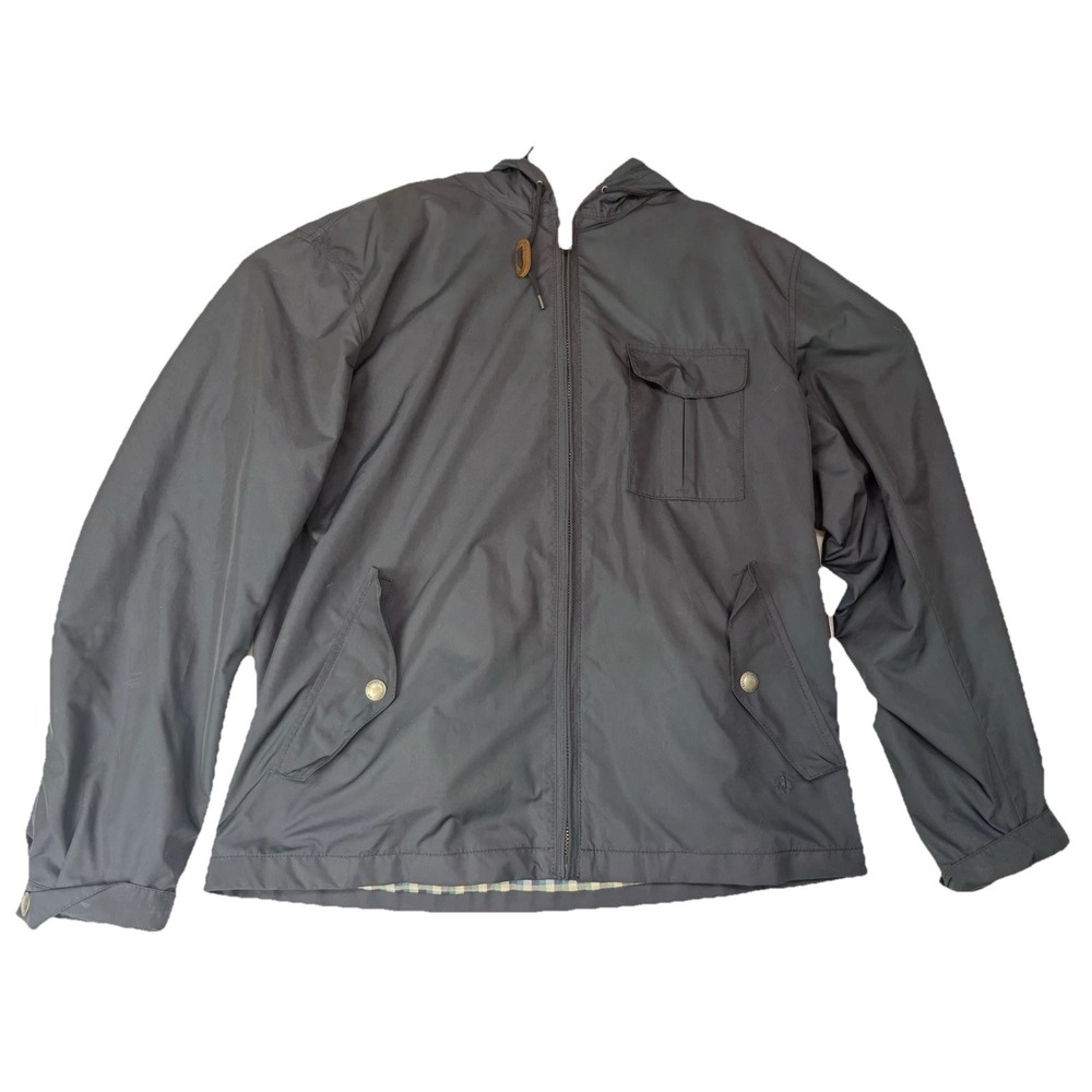 Vintage Brooks Brothers Mens Sport Blue Nylon Rain Coat Jacket Water Resistant L